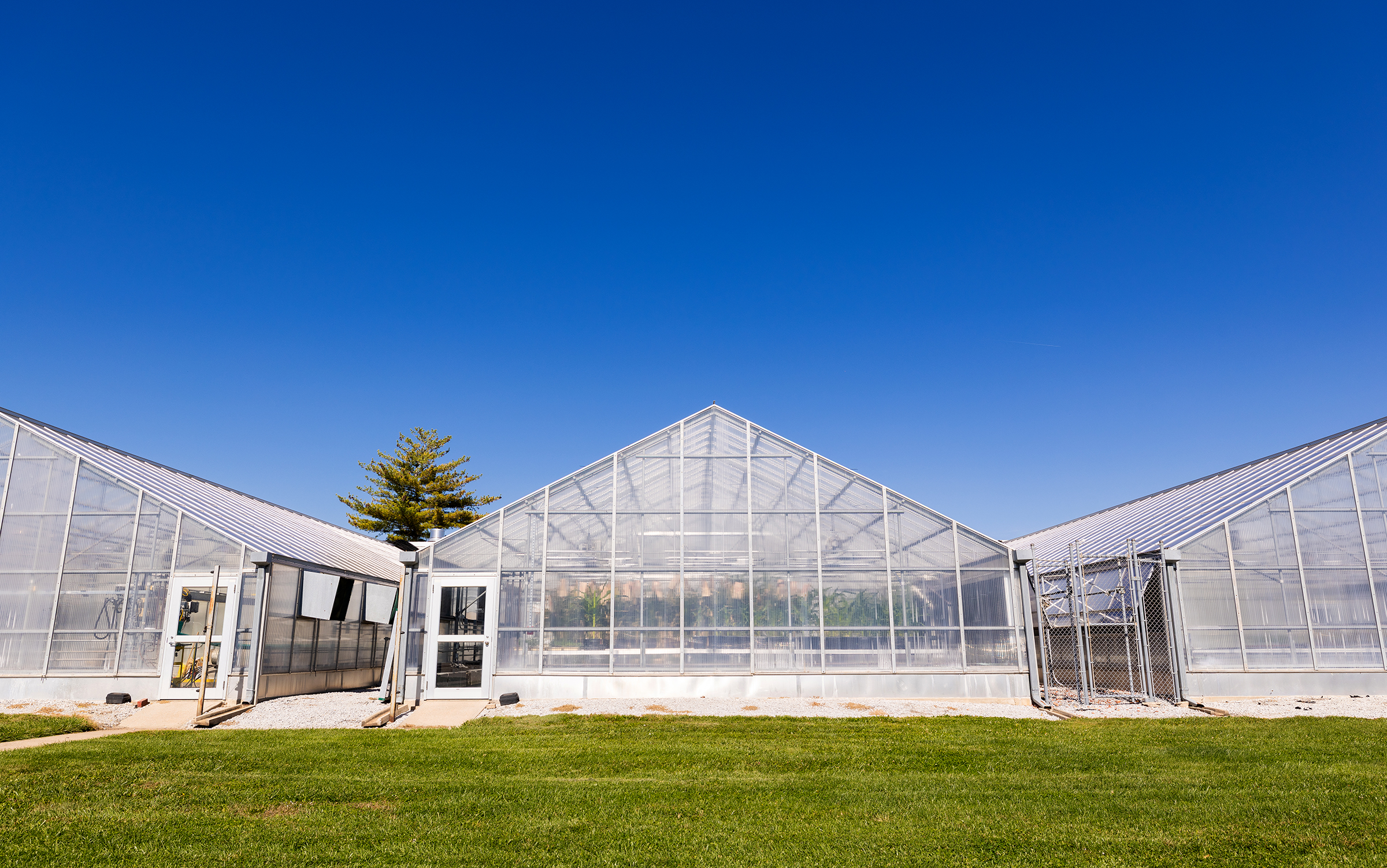 exterior view of the East Campus Greenhouse