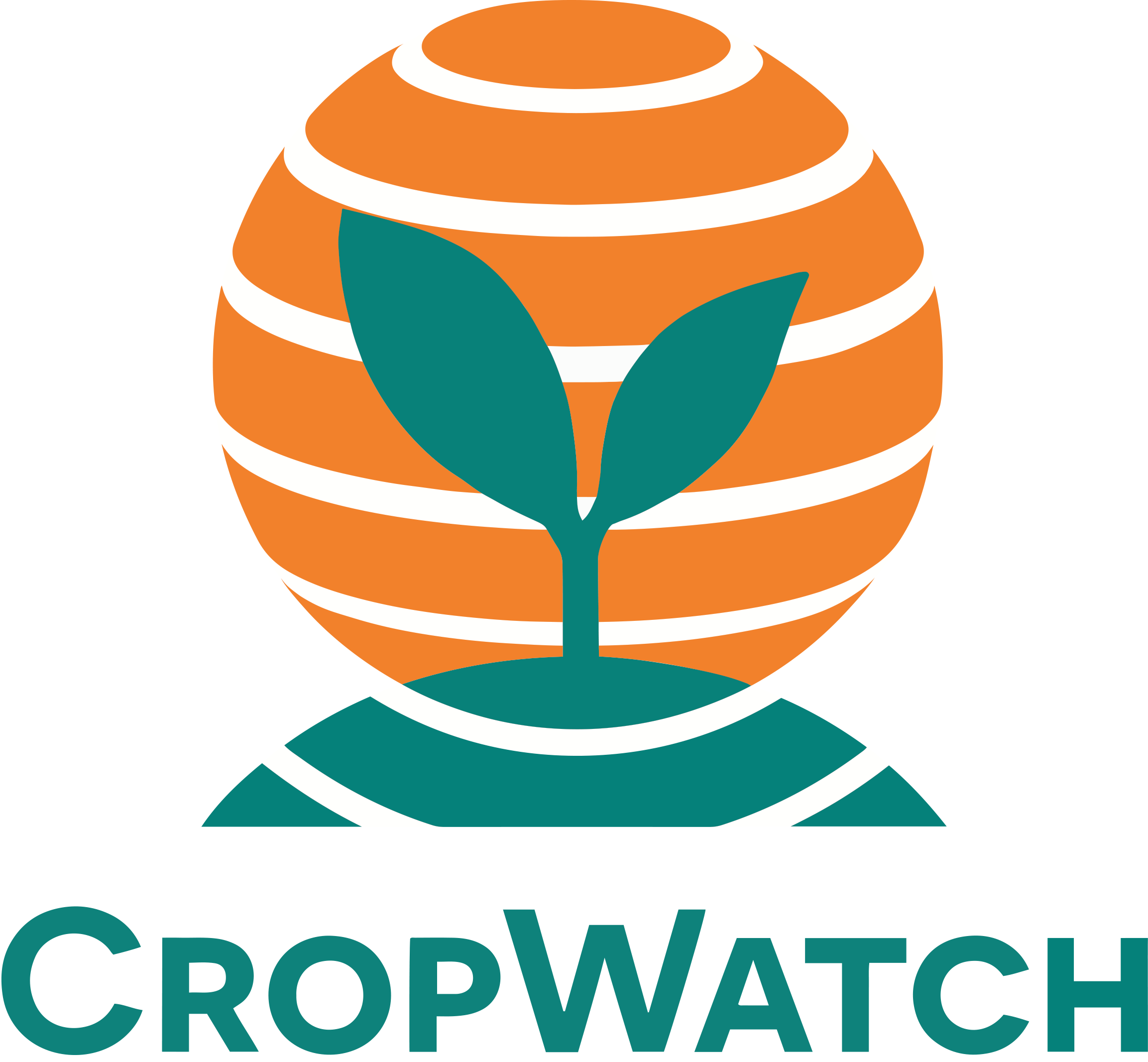 CropWatch logo featuring a plant sprout in front of an orange and green striped globe.