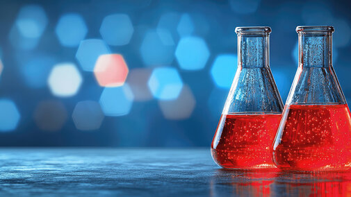 lab flasks filled with liquid