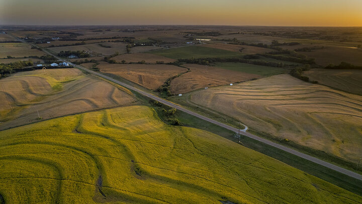 Aerial shot of farmland